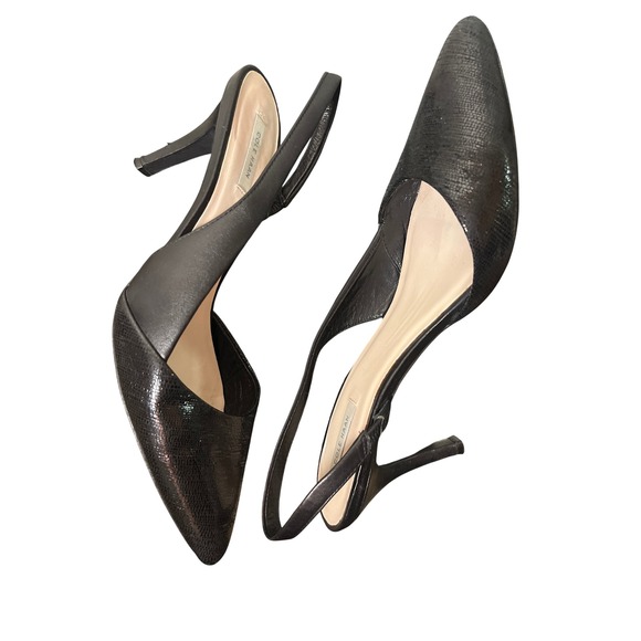 Cole Haan Grand.OS Black Lizard Embossed Leather Slingback Pumps Heels Womens 8B - Picture 3 of 7